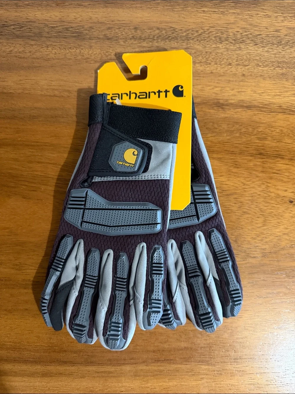 Carhartt Gray and Dark Brown Protective Work Gloves
